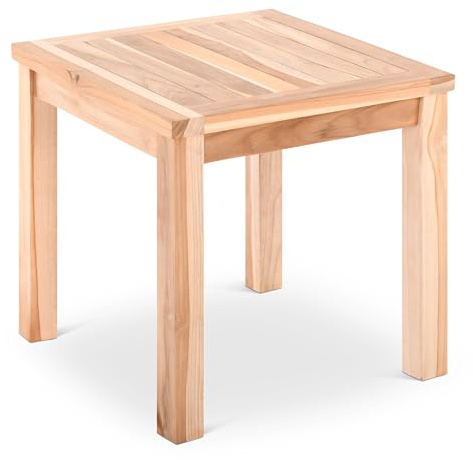 RABURG Gartentisch quadratisch, 50 x 50 cm, Höhe 50 cm, Teakholz | naturbelassenes Teakholz, feingeschliffen, gerade Beine, robust, für Garten, Balkon und Terrasse