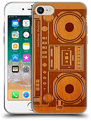 Head Case Designs Boombox Gadget en Bois Coque en Gel [Protection de Qualité Militaire] Compatible avec Apple iPhone 7/8 / SE 2020 & 2022 Et Compatible avec MagSafe