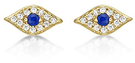 Diamond Treats Petites Boucles d'Oreilles Argent en Mauvais Oeil pour Femme, Mini Boucles d'Oreilles en Mauvais Oeil pour Femme et Jeune Fille, Boucles d'Oreilles Femme Argent, Or ou Or Rose