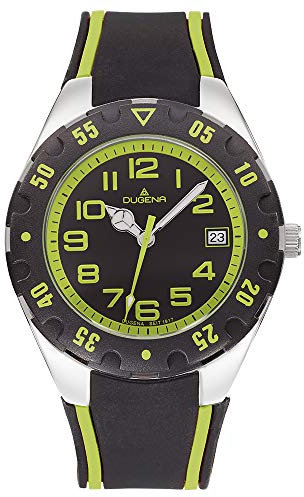 Dugena Jungen-Armbanduhr Diver Junior, Quarz, Edelstahlgehäuse, Mineralglas, Silikonarmband, Dornschließe, 10 bar (grün)