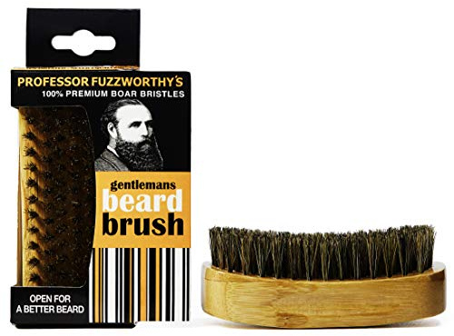 Professor Fuzzworthy's DELUXE Beard Brush 100% Boar Bristle | Mens Best Easy Beard Grooming Tool for a Fluffy Soft Beard - Promotes Beard Growth - Natural Bamboo Wood Handle
