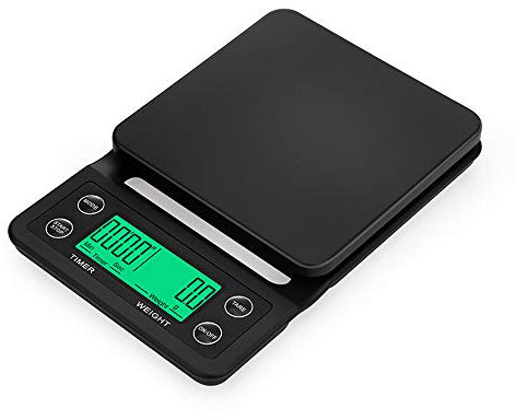 SWKUN C Bilance da Cucina, Bilance da Cucina Digitali Materiale Plastico ABS a Tempo + Pesatura Dual-Purpose Antiscottatura Antiscivolo, può Essere Utilizzato per caffè, 5kg/ 0.1g,Nero,0.1g/5kg