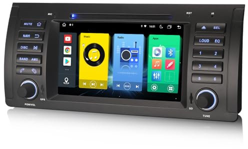 Android 14 Autoradio Stéréo 8 cœurs 4Go 64Go GPS Navigateur pour BMW Série 5 X5 E53 Prise en Charge sans Fil Carplay Android Auto Bluetooth 5.0 WiFi Écran Tactile DVD DSP RDS FM Radio
