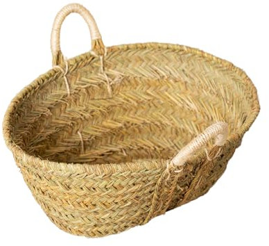 Cesteria Aparici - Capazo Leñero Reforzado PEQUEÑO (50x38x20cm). Cesto de Esparto Artesanal con Asas de Pita. Cesto Decorativo para Eventos, Flores y Salón. (Ref. 7110-1)