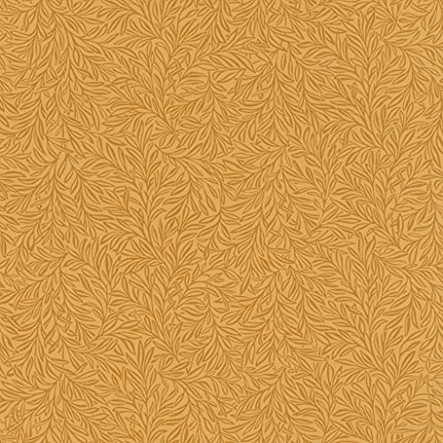 Rasch Tapeten 552379 - Zweifarbige Vliestapete aus der Kollektion Salisbury mit zierlichen Zweigen in Braun auf Gelbem Hintergrund mit leichter Struktur – 10,05m x 53cm (L x B)