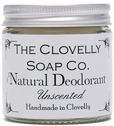 Clovelly Soap Co Natural Handmade Deodorant Balm Unscented 60g Glass Jar