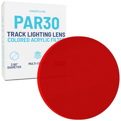 KASTLITE Red Halo Track Light Head Filter – Acrylic PAR 30 WAC Bulb Lens – Replacement Cover for Ceiling Fixtures, Spotlights & Flood Lights – LED/Fluorescent Landscape Lighting Colored Lenses