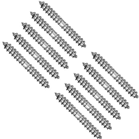 TERF® 4mm X 40mm Wood to Wood Screw Dowels 4mm X 40mm Hanger Double Ended Self-Tapping Thread Dowel Screws For Woodworking Connector Joining Furniture Legs - Pack of 10