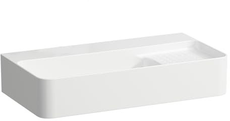 LAUFEN VAL Aufsatzwaschtisch COMPACT, ohne Hahnloch, ohne Überlauf, 600x315mm, semi-trockener Bereich rechts, US geschl., H8172854001421, Farbe: Weiß