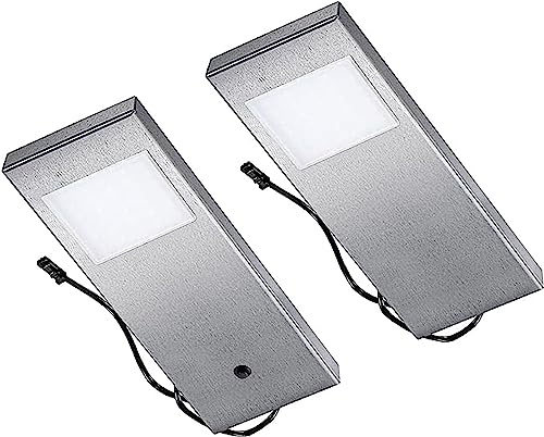 Thebo LED 91 Tadeo 1 in EDELSTAHL - SET 2 inkl. Leuchte mit Hauptschalter/Unterbauleuchten/Oberschrankleuchten