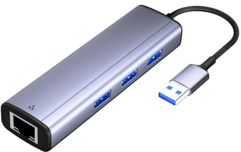 IVSHOWCO Adaptateur USB-C vers Ethernet, Adaptateur réseau LAN Gigabit Ethernet 4 en 1 Type-C, hub multiport USB-C 3.0 pour iPhone 15 Compatible avec MacBook Pro 2020/2019/2018/2017 et MacBook Air