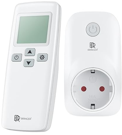 BR Bringer WiFi Thermostat BRTS - steuerbar mit App/WiFi oder SmartHome - programmierbares Steckdosenthermostat für Infrarotheizung - Funk-Thermostat mit Zeitschaltuhr