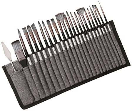 Lurrose 24-teiliges Set Nylonbürstenset Kinderpinsel Miniaturfarbe Ölgemälde-kit Flacher Pinsel Malpinsel Aus Nylon Kinder-Kits Eckig Anzüge Für Kinder Bambus Gouache Acrylpinsel Student