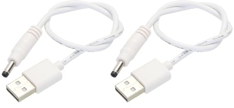 sourcing map USB to DC Power Cable 0.3 M USB to DC 4.0mm x 1.7mm 5v Power Cord White for Mini Fan Camera Mobile Phone Tablet Devices 2 Pcs