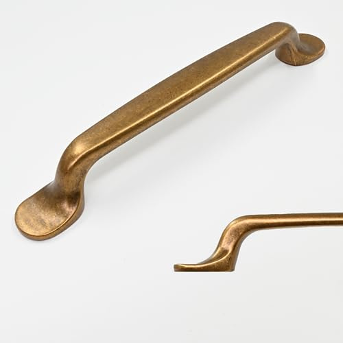 Amerdeco 10 Pack Antique Brass Retro Cabinet Pulls 5 Inch(128mm) Hole Centers Kitchen Cabinet Handles Solid Zinc Alloy Cabinet Hardware Drawer Pulls AM009
