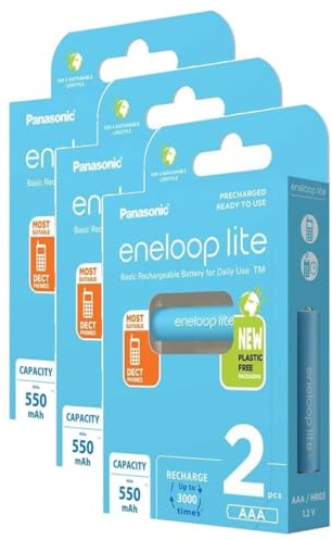 Eneloop - Batteria ricaricabile micro 550 mAh AAA Ni-MH DECT (3 x 2 pezzi)