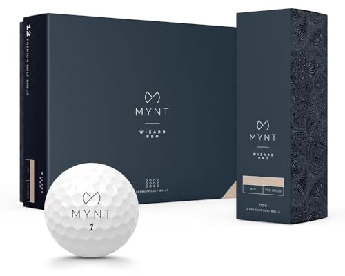 MYNT Wizard PRO | Premium Tournament Golfbälle | Ultra dünne Urethan Beschichtung | 350 Dimple Design | Für Turnierspieler und Low-Handicapper | Golfball in Weiß