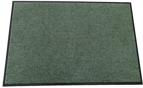 Schmutzfangmatte Kiel | Fußmatte | 30 °C waschbar, Olive, 90 x 150 cm | Dichter Flor mit hoher Feuchtigkeitsaufnahme | Rutschfest und strapazierfähig | Rundum mit Rand | Besonders flach