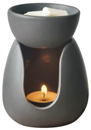 Gwezmxs Dunkelgrau Duftlampe für ätherische öLe, U-Kerbe Keramik, Teelicht, Keramik Duftstövchen, Duftwachslampen, Aromalampen, Essential Oil Burner 9 * 9 * 11.5cm