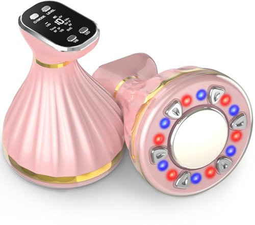 Massaggiatore Anticellulite, 6 in 1 Massaggiatore Anticellulite Elettrico, Macchina di Cavitazione Ultrasuoni con EMS/R-F la Luce Rossa e Blu, Beauty Machine per Corpo e la Pelle del Viso che Stringe