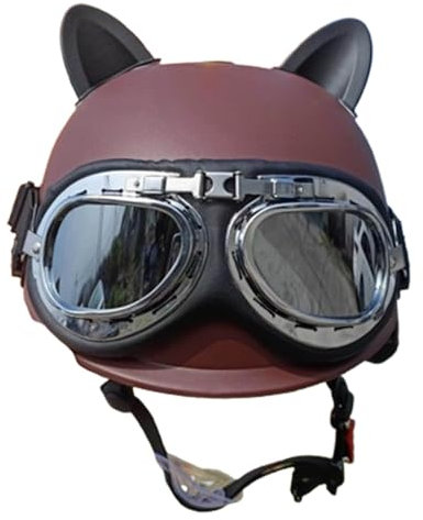 Retro Deutsche Halbhelm, Jethelme für Erwachsen Männer Frauen, DOT/ECE Zertifiziert Antikollisions-Schutzhelm, Rollerhelm für Erwachsen Damen Herren, für Bike Scooter C,One Size(54-60CM)