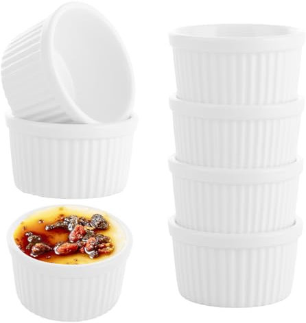 ASelected Ramekins Set of 8 Oven Safe,7 CM White Porcelain Ramekins,90 ML Baking Cups for Souffle,Porcelain Souffle Dish Mini Bowls for Small Cakes,Muffin,Creme Brulee,Pudding,Ice Cream,Sauce and Dips