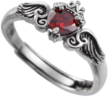LIFKOME Retro Damenring Mit Zirkonia Krone Und Flügel Design Feine Verarbeitung Langlebig Und Angenehm Eleganter Fingerring Schmuck Für Geburtstag Jubiläum Geschenk Für Frauen Und Mädchen