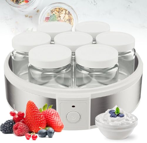 IINCOOY Yogurtiera Automatica Sette Tazze, Una Volta, Tazza Fai da Te for Yogurt di Grande capacità, Non Facile da Perdere, Portatile, Veloce e costante
