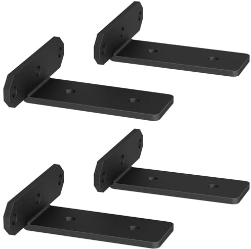 Regalhalterung 80kg Tragkraft Schwerlastwinkel, Regalträger Regalwinkel | Metall, Schwarz Wandhalterung, Regalbrett Halterung, Schwerlastkonsole, Shelf Bracket für Regale 3,0cm Höhe Unsichtbar