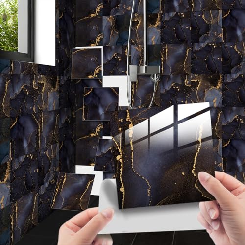 HORIWE Marmorierung Fliesenaufkleber Selbstklebe Wasserdicht Wandaufkleber | 20 Stück PVC Fliesensticker Fliesen Folie 15x15cm Einfach Anzubringen Wasserdicht & ölfest für Küche,Schrank,Möbel,Tisch