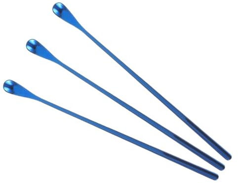 TianqqYongyong 3Pcs Reptile Spoon,Long Handle Gecko Food Mixing Spoon,Pet Food Scoop,Reptile Feeding Spoon, for Crested Geckos, Lizards (Blue)