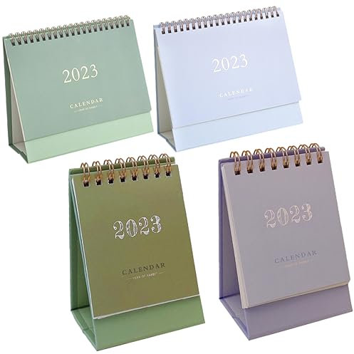 SHOWERORO 4stücke Tischkalender Im Modernen Design Stehende Büro Und Schulkalender Mit Doppelspiralbindung Für Tägliche Planung Und Dekoration