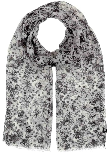 FRAAS Damen Schal mit Blumen-Muster - 50 x 180 cm - nachhaltig aus recyceltem Polyester - Perfekt für den Sommer - Sustainability Edition Black/White