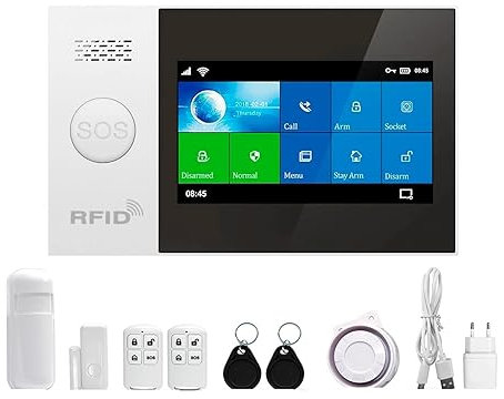 NGBFF Sistema Allarme Casa, Smart Alarm Smart Wireless Home gsm GPRS Antifurto Sicurezza Domestica con di Allarme Antifurto con Sensore di Movimento,per la Sicurezza Domestica(Kit)