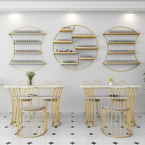 Nagellack-Regale für Nagellack, Mörtel, Kosmetik-Organizer, multifunktionaler Organizer für Nagelstudio/Schönheit/Nagelgeschäft (Gold, 3 Stück)