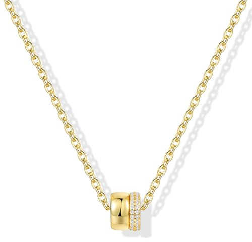 Gold/Silver Necklace Women Pendant Zircon Pendant Tarnishfree Necklace | ALEXCRAFT Gold Silver Necklace Women Paperclip Double Round Circle Pendant Zircon Charm Tarnish-free Delicate Jewelry Gift