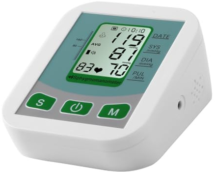 Automatisches Blutdruckmessgerät für Arm mit Sprachfunktion | 99 Speicherpaare, Oszillographie und Pulsscanning, Who Klassifikation, ABS Gehäuse, 1 Stück, Weiß