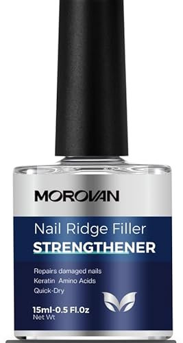 Morovan Nail Strengthener: Nail Care Ridge Filling Strengthener Nail Hardener Nail Varnish Nail Strengthener for Damaged Nails Smoothing Base Coat 15ml (Clear)
