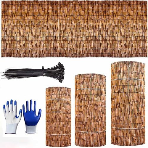 Clôture en Bambou Naturel,Cache Vue Jardin Privé,Canisse Bambou Fendu Imperméable,Paravent Balcon Bambou avec Attaches,Natte en Roseau Facile À Installer pour Exterieur Terrasse Maison(100x400cm)