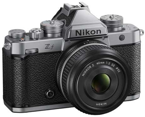NIKON kit Z f Silver + Z 40mm f/2 SE, Appareil Photo Numérique Hybride Plein Format (24,5 MP, 4K/30p, Rafale 14 i/s en RAW ou 30 i/s en JPEG, stabilisation du capteur, Double Slots SD