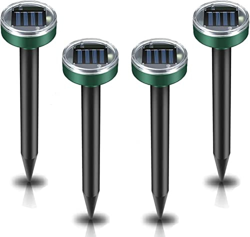 GOUSHY 4erPack Professioneller Maulwurf Vertreiber Wühlmausschreck,SCHNELLE Ergebnisse,Wühlmaus, Maulwurf vertreiben,Solar Maulwurfschreck Maulwurfvertreiber