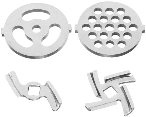 TOYANDONA Juego de Discos y Cuchillas 4 Piezas para Picadora de Carne para Mejorar Eficiencia en Molienda de Carne de Acero Inoxidable y Hierro en Cocina