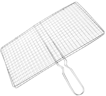 Housoutil Panier à Griller Pliable en Acier Inoxydable avec Filet pour Barbecue Extérieur, pour Crevettes et Fruits de Mer Lors de Pique-niques en Plein Air