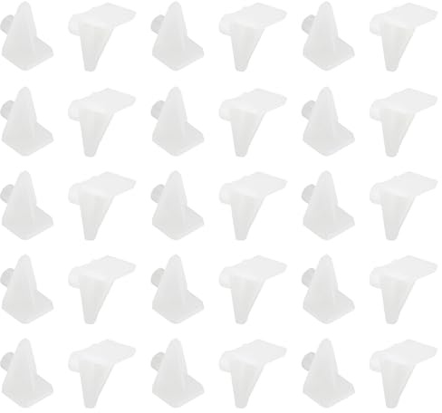 PATIKIL 5mm Shelf Support Pegs, 100Pcs PP Plastic Cabinet Shelf Holder Pins Bracket Clips for Kitchen Cabinet Cupboard Bookcase Closet Glass Case, White