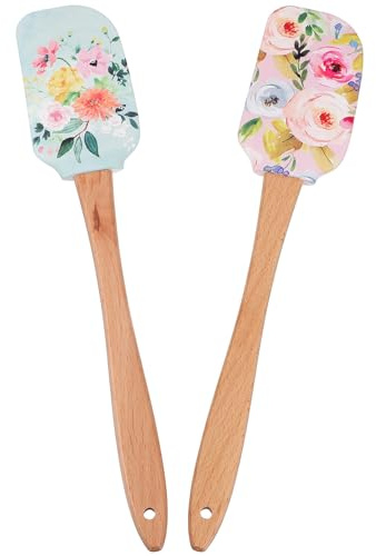 HIAKDOFT Spatole Raschietto da Forno in Silicone Manico in Legno Set 2 Pezzi per Dolci e Torte Utensili Riutilizzabili Resistenti All’Usura per Preparazioni Domestiche in Cucina