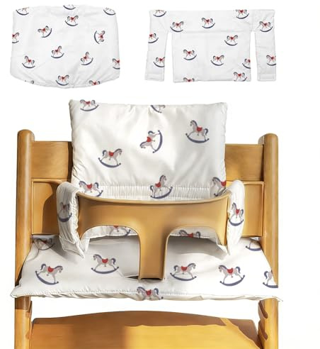 Umllpet Sitzkissen für Stokke Tripp Trapp Hochstuhl, 2-teilig Baby Sitzverkleiner Kinderhochstuhl, Babystühle Kinderhochstuhl, Abnehmbar Baumwolle Kissen Sitzbezug Hochstuhlauflage (Giraffe)