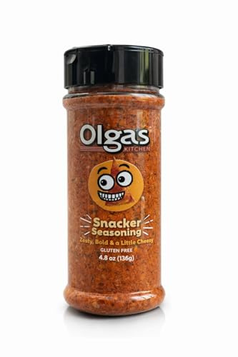 OLGA’S Snackers Seasoning Blend, Signature Pita Snack Flavor with Romano Cheese, Garlic, Sesame & Poppy Seeds, Great on Popcorn, Chicken, Veggies – 4.8 oz Jar