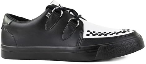 TUK Footwear Unisex Pointed Creeper Sneaker – Leather Goth Platform Shoes with Skull & Bones Sole