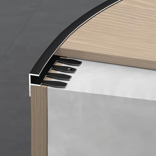 Coayuou Baguette D Angle Aluminium 90cm* 3 Pièces Bord De Marche Escalier Flexible Bordure Carrelage en F pour des Bordures Impeccables, Idéale pour Cuisine, Salle De Bain(Black,8mm)