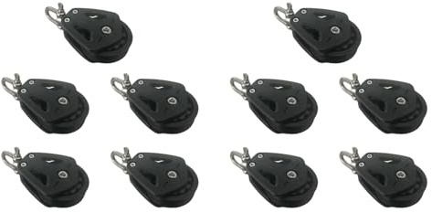 Awwertse 10X High Load Sheave Block Universal-Head Single Pulley Swivel Shackle Sailboat Plain Bearing Block Rope